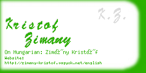 kristof zimany business card